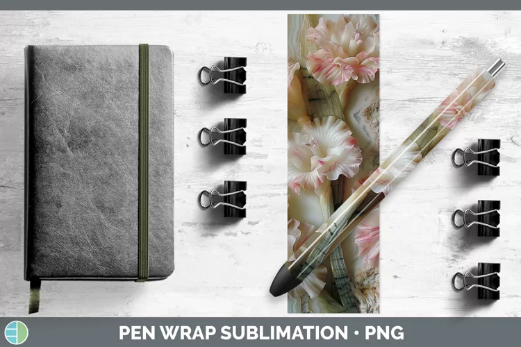 3D Agate Flowers Gladiolus Pen Wrap Sublimation Epoxy Pen De