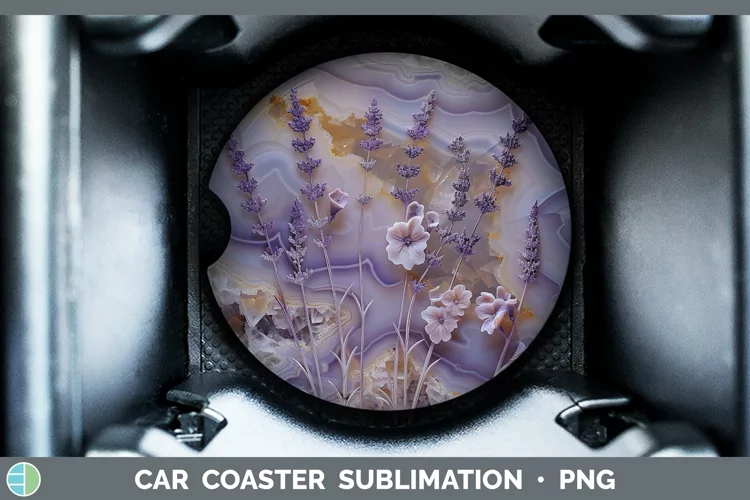 3D Agate Flowers Lavender Car Coaster Sublimation Coaster De