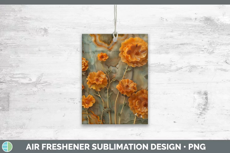 3D Agate Flowers Marigold Air Freshener Sublimation Car Fres