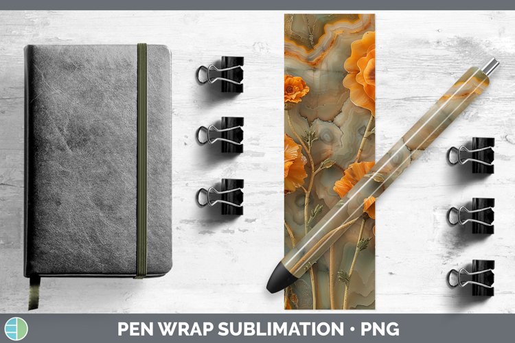 Gorgeous3D Agate Flowers Pen Wrap design.