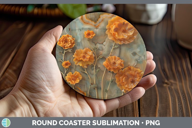 Gorgeous3D Agate Flowers Round Coaster design.
