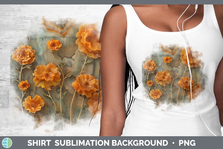 3D Agate Flowers Marigold Shirt Sublimation Sublimation Back
