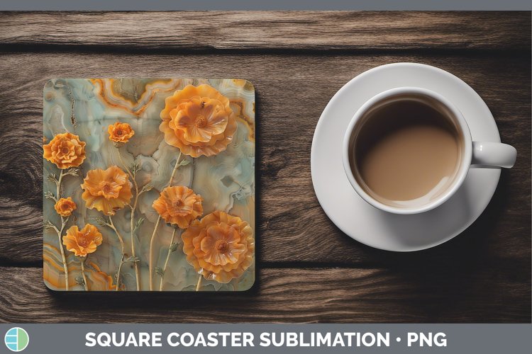 Gorgeous3D Agate Flowers Square Coaster design.