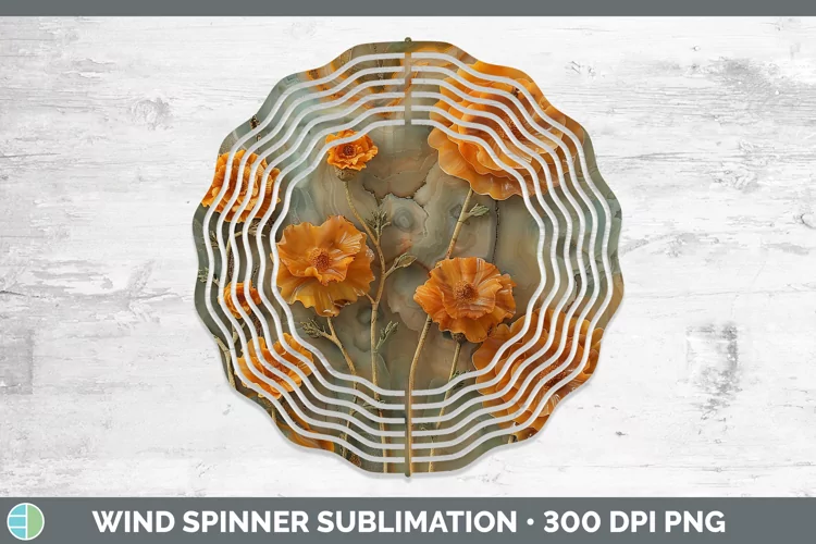 3D Agate Flowers Marigold Wind Spinner Sublimation Spinner D