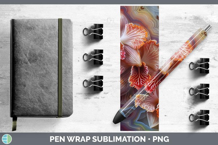 3D Agate Flowers Orchid Pen Wrap Sublimation Epoxy Pen Desig