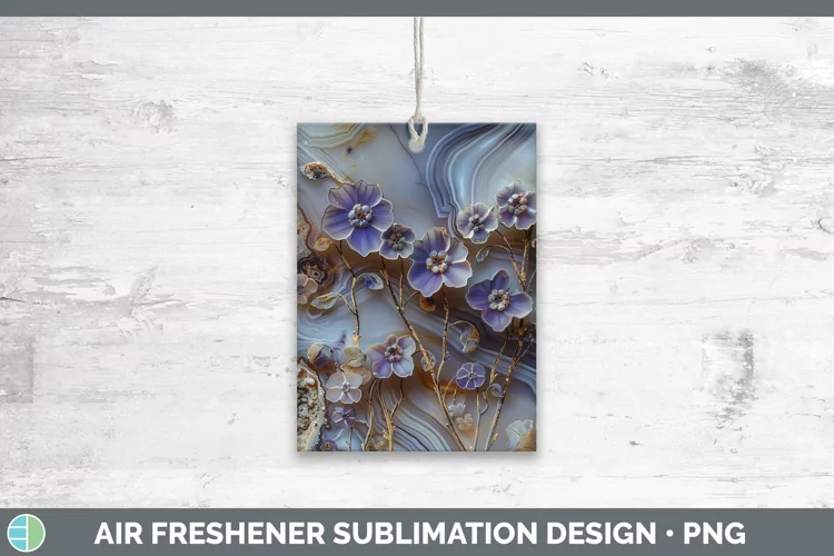 3D Agate Flowers Periwinkle Air Freshener Sublimation Car Fr