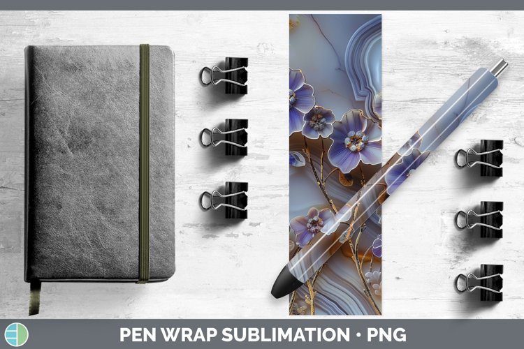 Gorgeous3D Agate Flowers Pen Wrap design.