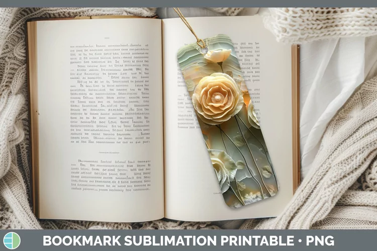 3D Agate Flowers Ranunculus Bookmark Sublimation Printable D