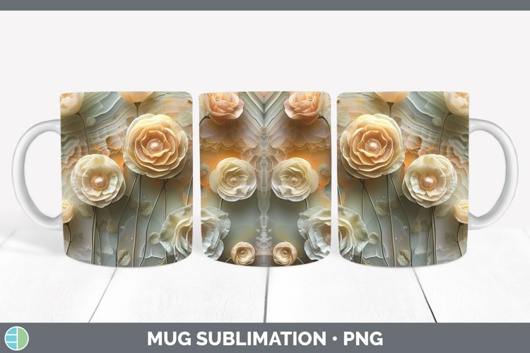 Gorgeous3D Agate Flowers Mug Wrap design.