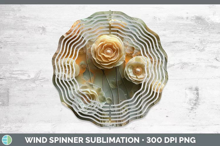 3D Agate Flowers Ranunculus Wind Spinner Sublimation Spinner