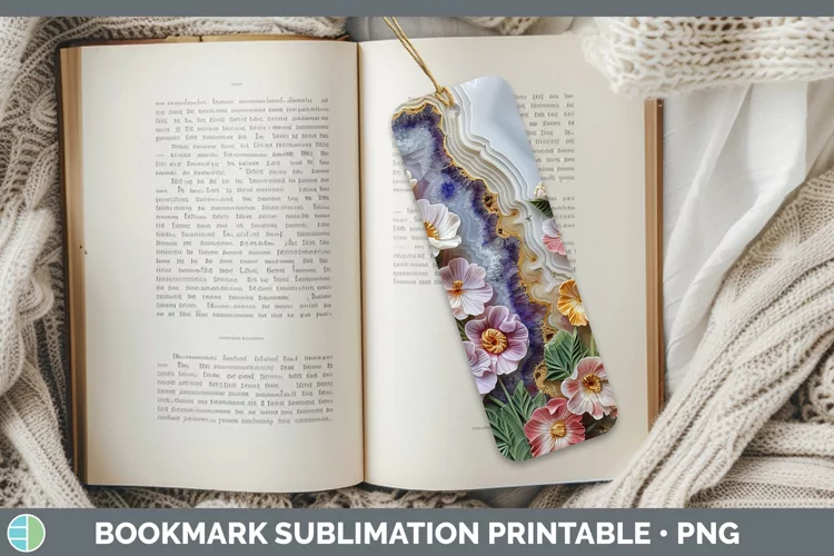 3D Agate Flowers Snapdragon Bookmark Sublimation Printable D