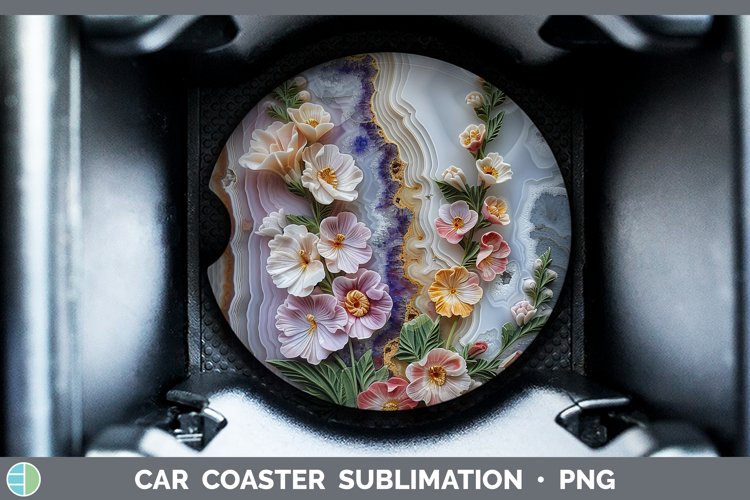 Gorgeous3D Agate Flowers Car Coaster design.