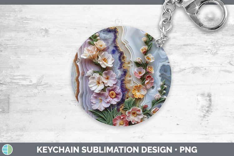 Gorgeous3D Agate Flowers Keychain design.