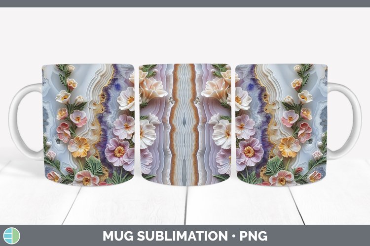 Gorgeous3D Agate Flowers Mug Wrap design.