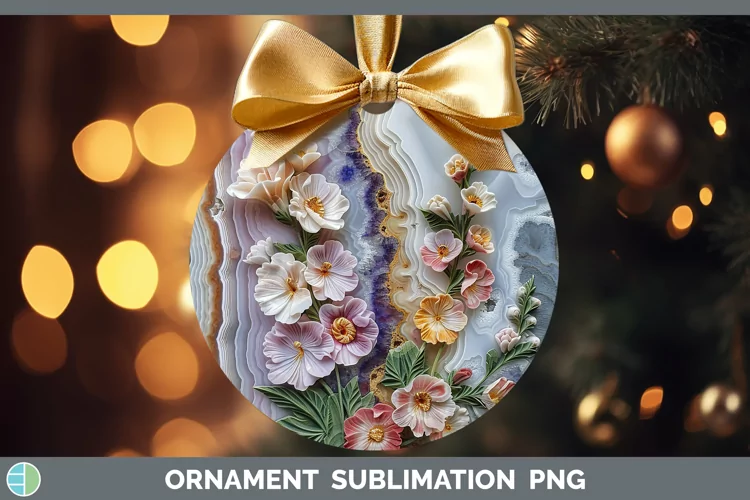 3D Agate Flowers Snapdragon Ornament Sublimation Bauble Desi