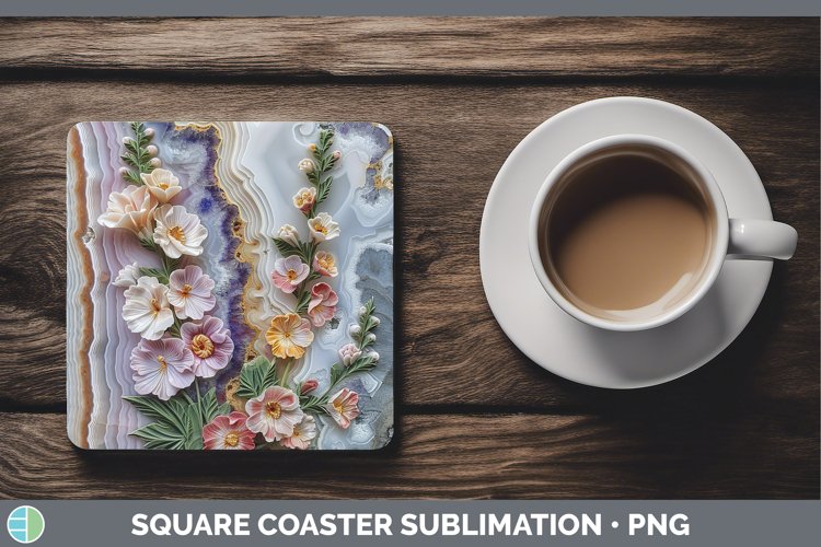 Gorgeous3D Agate Flowers Square Coaster design.