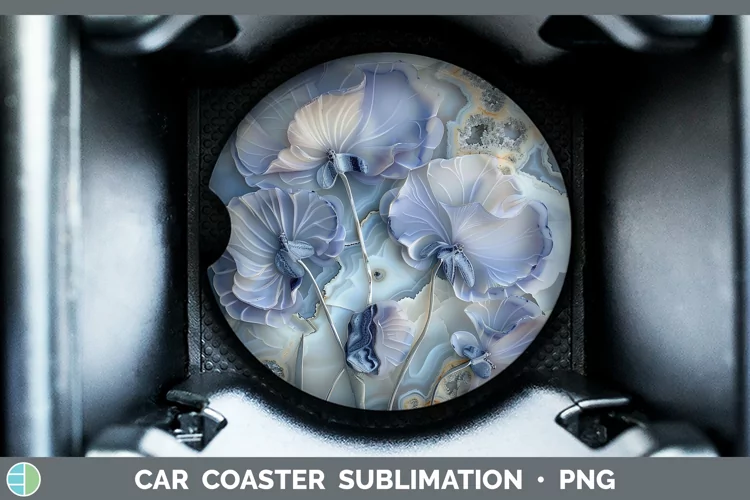 3D Agate Flowers Sweet Pea Car Coaster Sublimation Coaster D