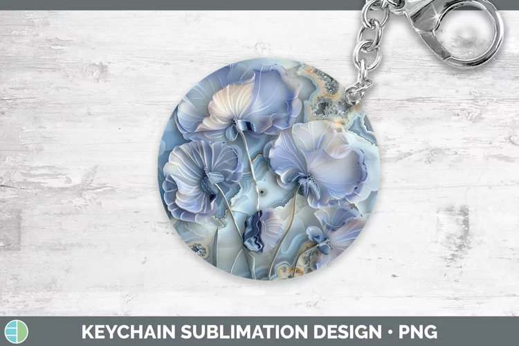 3D Agate Flowers Sweet Pea Keychain Sublimation Keyring Desi