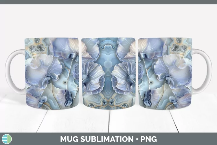 3D Agate Flowers Sweet Pea Mug Wrap Sublimation Coffee Cup D