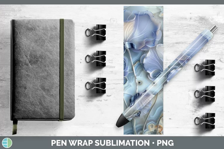 3D Agate Flowers Sweet Pea Pen Wrap Sublimation Epoxy Pen De