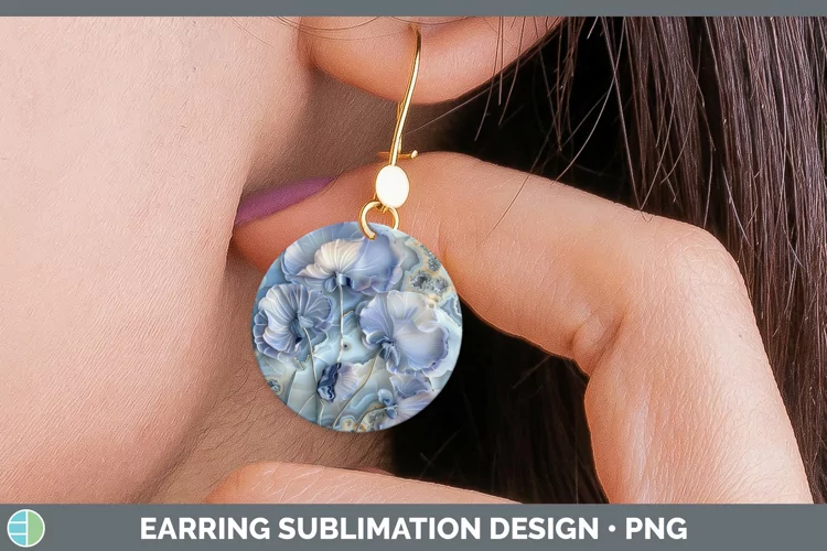 3D Agate Flowers Sweet Pea Round Earrings Sublimation Earrin