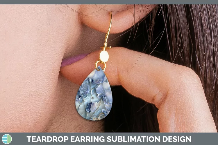 3D Agate Flowers Sweet Pea Teardrop Earrings Sublimation Ear
