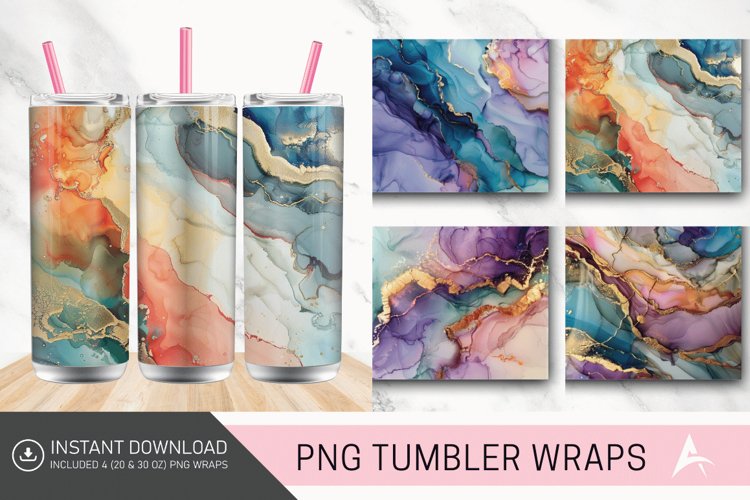 3D Alcohol Ink Modern Marble Tumbler wrap