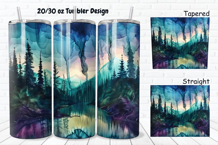 3D Alcohol Ink Northern Lights 20/30oz Skinny Tumbler