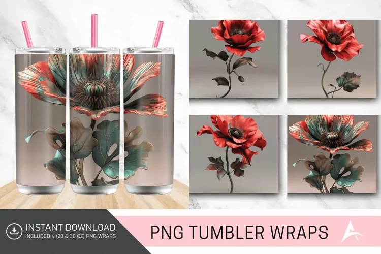 3D Amapola Tumbler wrap