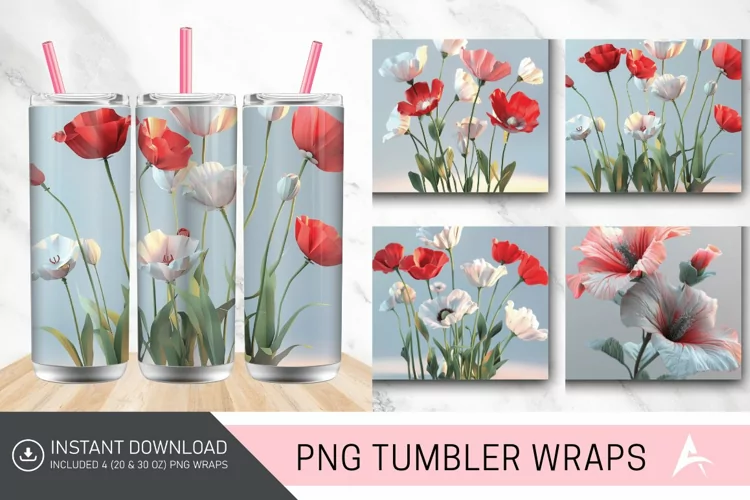3D Amapola Tumbler wrap
