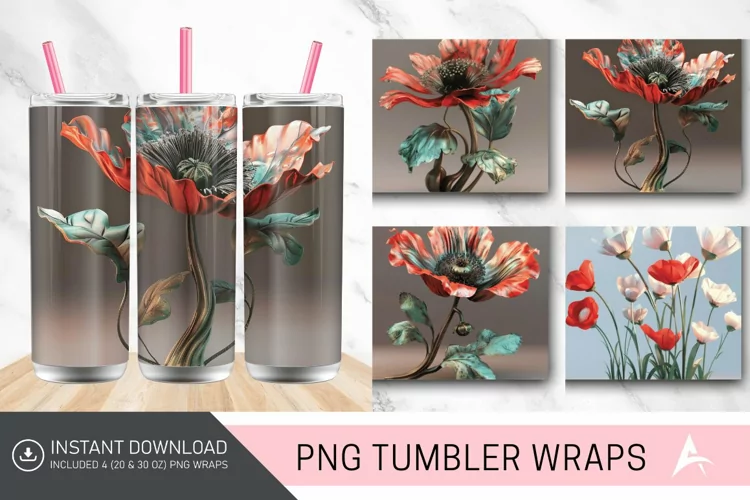 3D Amapola Tumbler wrap