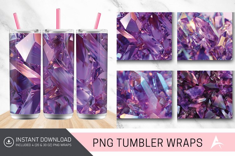 3D Amethyst Crystal Tumbler wrap