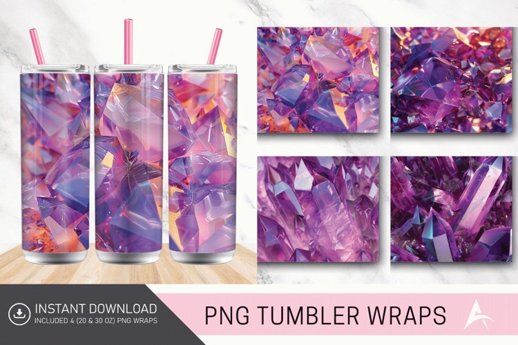 3D Amethyst Crystal Tumbler wrap