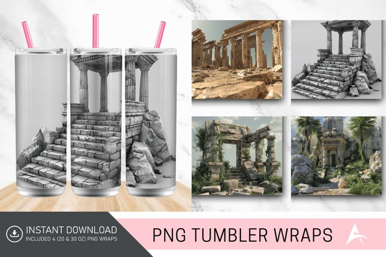 3D Ancient Ruins Tumbler wrap example image 1