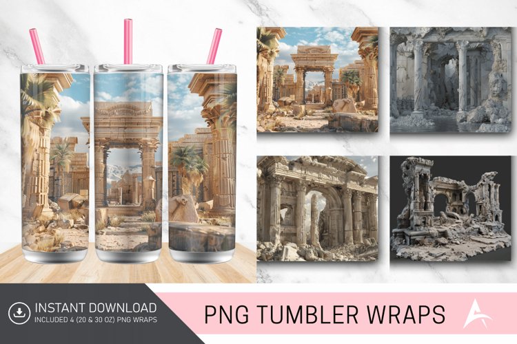 3D Ancient Ruins Tumbler wrap example image 1