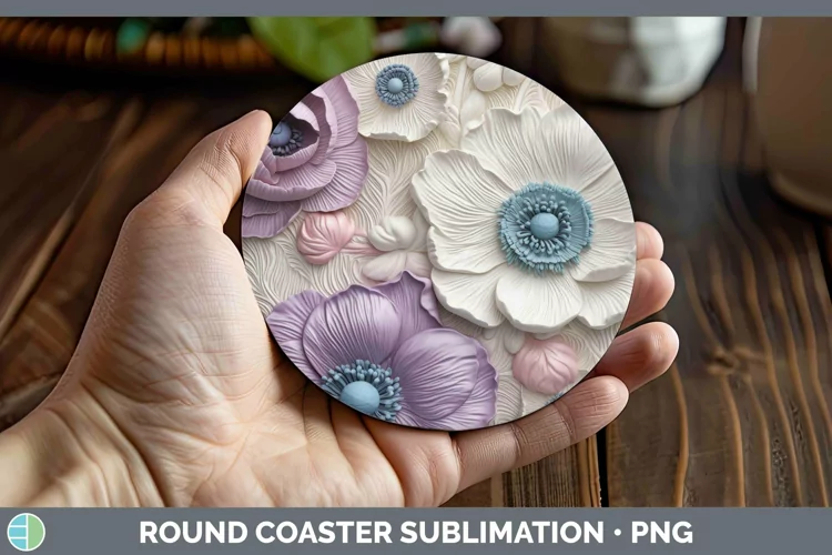 3D Anemone Round Coaster Sublimation Coaster Designs