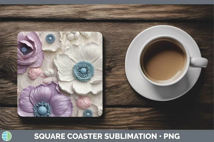 3D Anemone Square Coaster Sublimation Coaster Designs