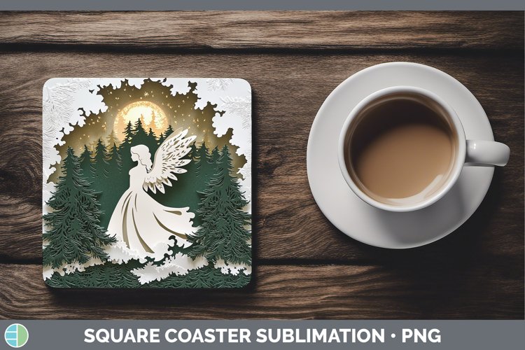 3D Angel Square Coaster Sublimation Coaster Designs