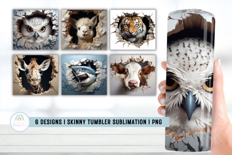 Animals Cracked Hole 3D Tumbler Wrap