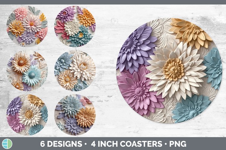 Bundle of six 3D Round Coaster designs.