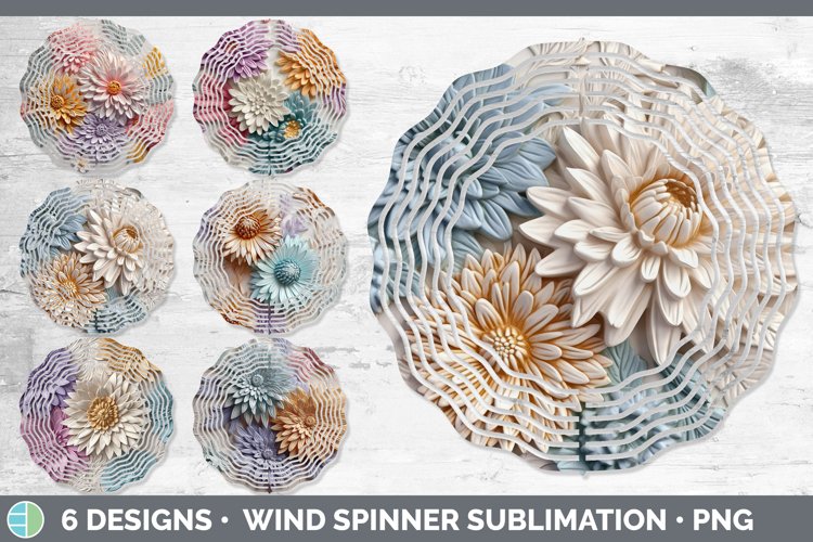 3D Aster Flowers Wind Spinner | Sublimation Spinner Designs