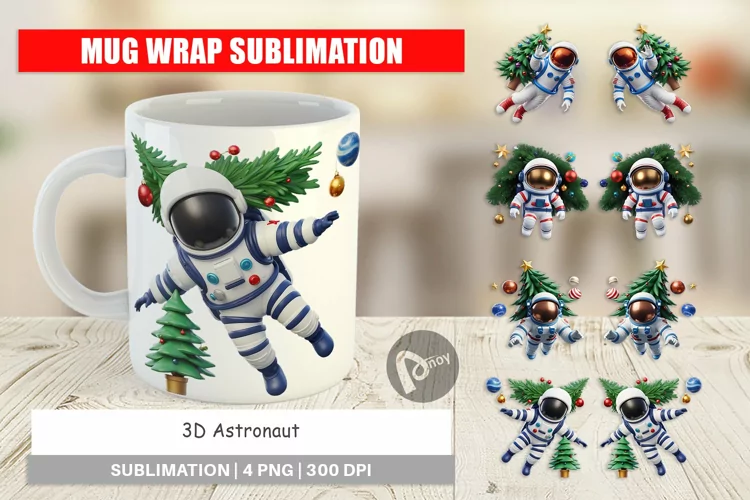 Mug Wrap Design 3D Astronaut