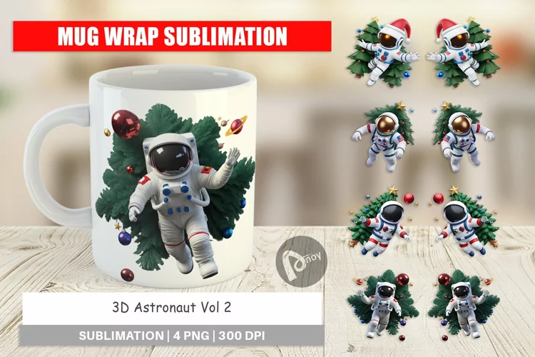 Mug Wrap Design 3D Astronaut