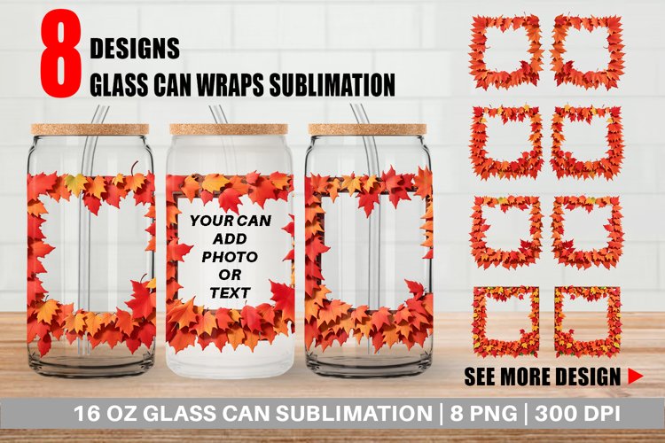 Glass Can Wraps 3D Autumn Frame