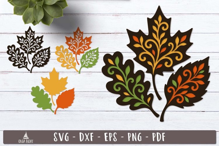 3d Autumn Leaves Layered SVG Leaf design