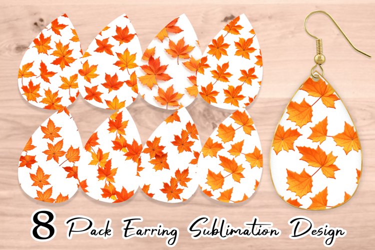 3D Autumn Leaves Earring teardrop sublimation design