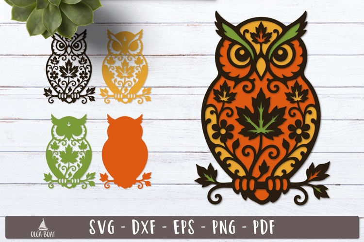 3d Autumn Owl Layered SVG design