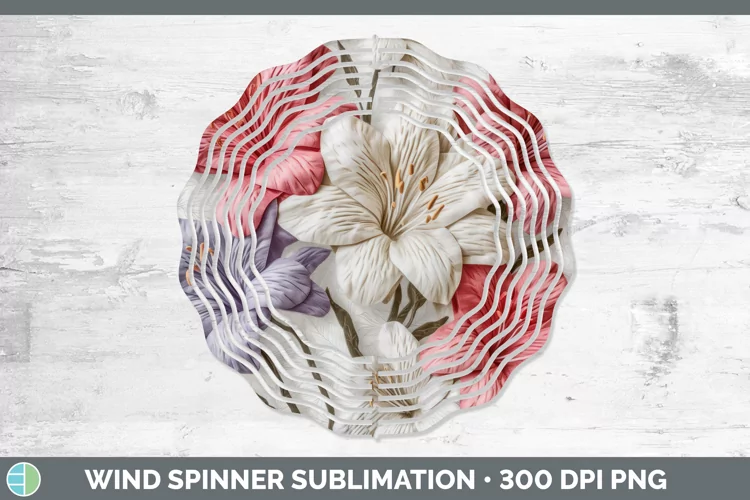 3D Azalea Flowers Wind Spinner | Sublimation Spinner Designs