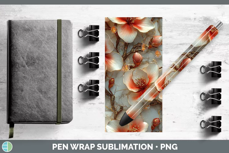 3D Azalea Pen Wrap Sublimation Epoxy Pen Designs