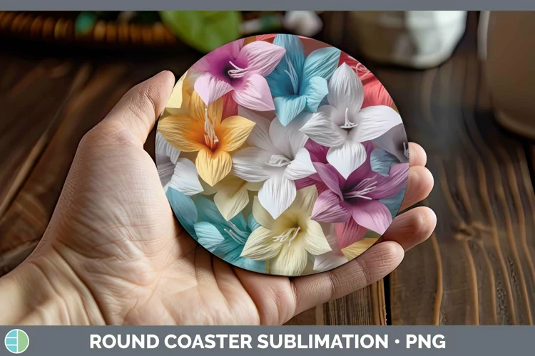 3D Azalea Round Coaster | Sublimation Coaster Designs